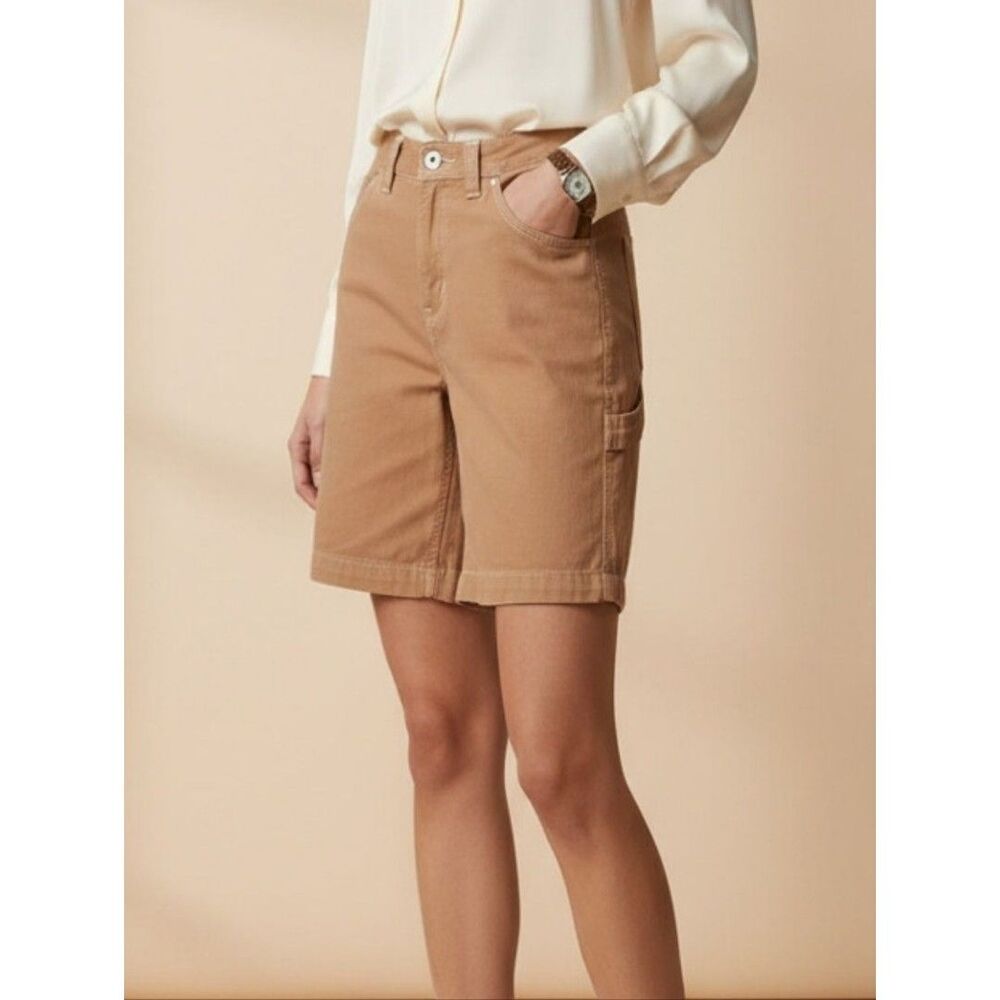 ZGY Denim Women's Tan Bermuda Shorts — Casual Utility Style